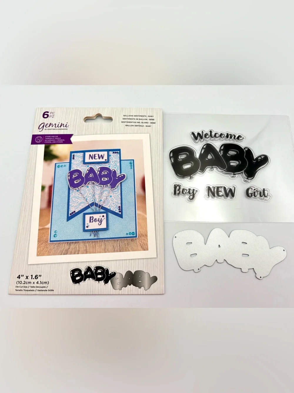 3 Gemini Stamp & Dies Sets - THANKS, BABY, FRIEND for card making or crafting